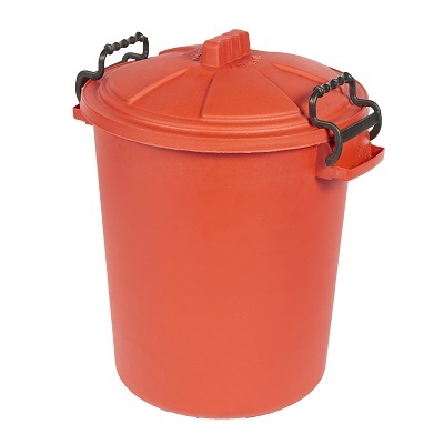 Heavy Duty Dustbin & Lid with Clip Red