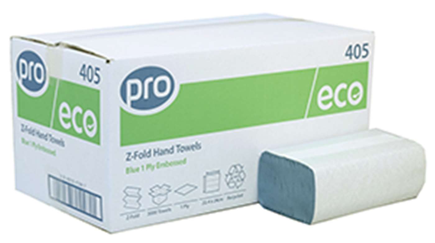 Pro Z Fold Hand Towels Blue 1Ply x 3000 sheets