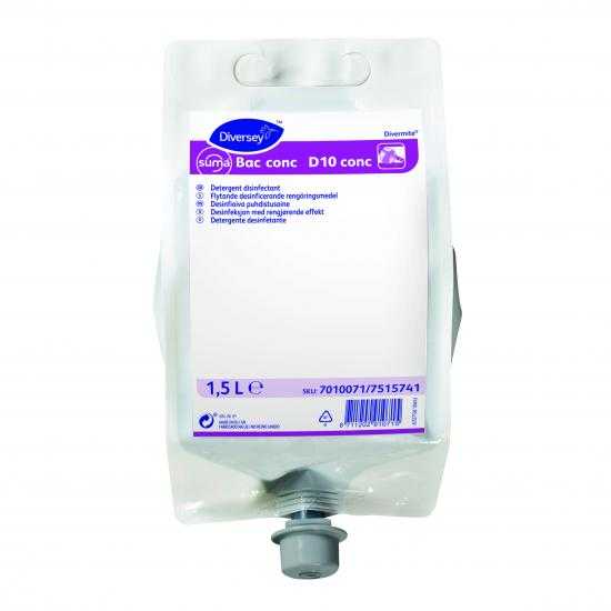 Diversey Divermite Suma Bac Conc D10 Detergent Disinfectant 1.5L x 4