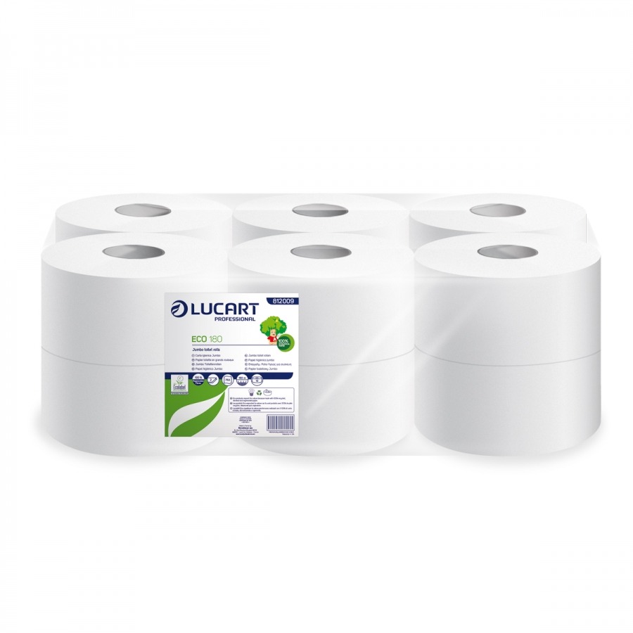 Lucart Eco Mini Jumbo Toilet Roll (2.25"Core) 180m x 12 rolls