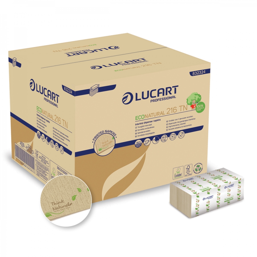 Lucart EcoNatural Interfold Dispenser Napkins (LOGO) 2Ply 24x16cm x 6000