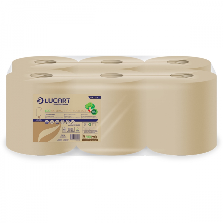 Lucart L-One Maxi EcoNatural Centrefeed Roll 450 sheets 158m x 6 rolls