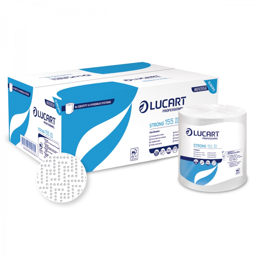 Lucart Identity Strong Roller Towel White Virgin Tissue 155m x 6 rolls