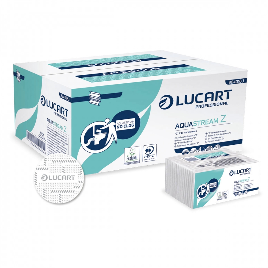 Lucart Aquastream Z Fold Hand Towel White 2Ply No Clog x 3630 sheets