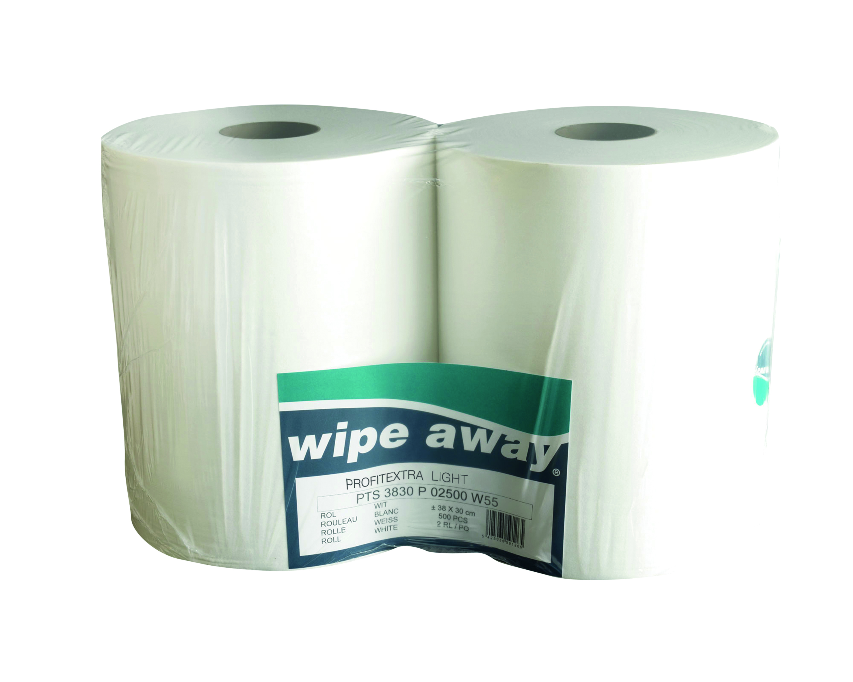 Wipe Away Profitextra Smooth Wiper Roll White (38x30cm) x 500 sheets x 2 rolls