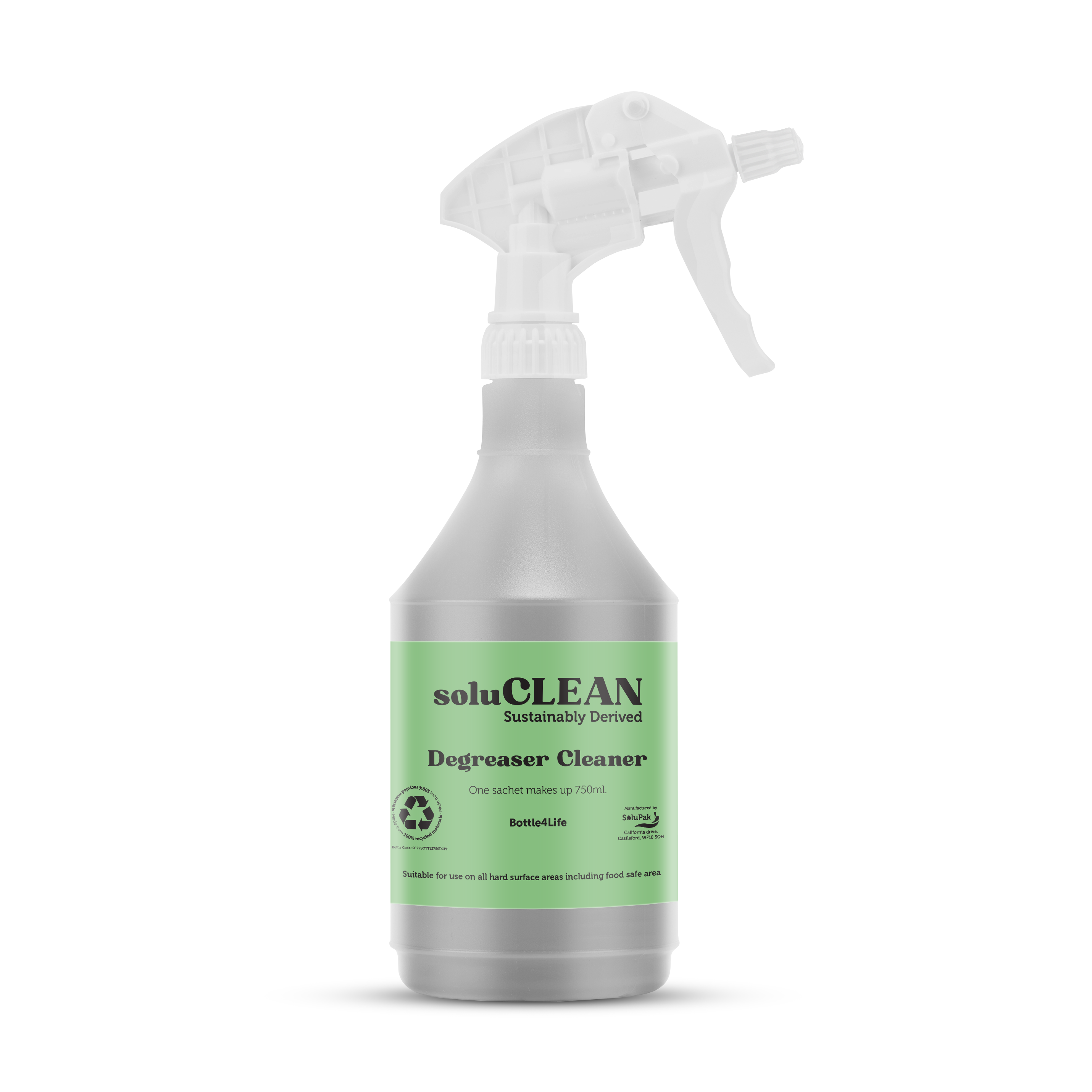 soluCLEAN Degreaser Cleaner Fragrance Free Trigger Spray Bottle 750ml