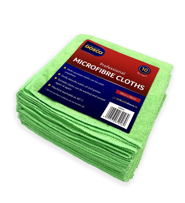 Dosco Professional Microfibre Cloths Green x 10