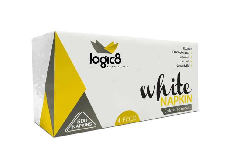 Logic8 Napkins 30cm 1Ply 4Fold White x 5000