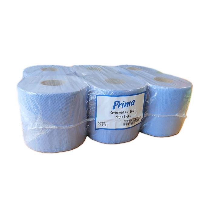Prima Centrefeed Roll Blue 2Ply x 6 rolls