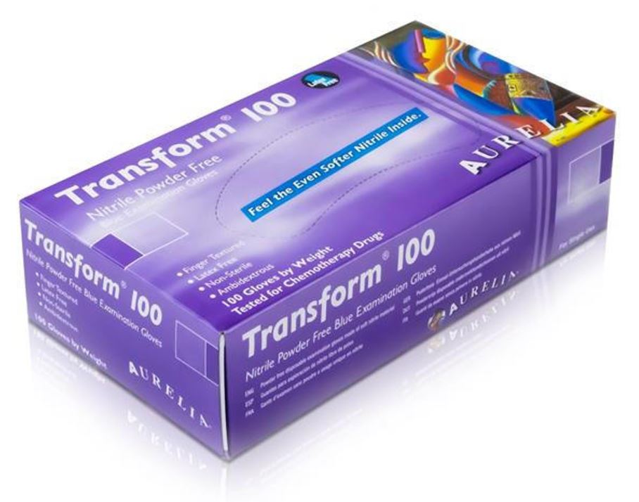 Transform 100 Nitrile Gloves Blue Powder Free Medium x 100