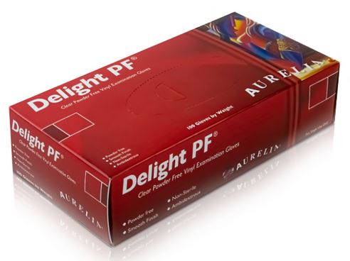 Delight Vinyl Gloves Clear Powder Free Small x 100