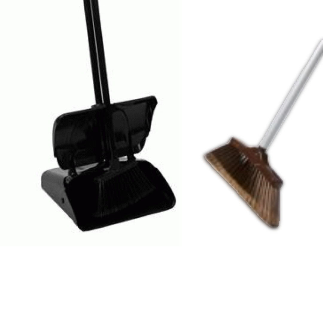 Lobby Dustpan & Brush - Black Enamel