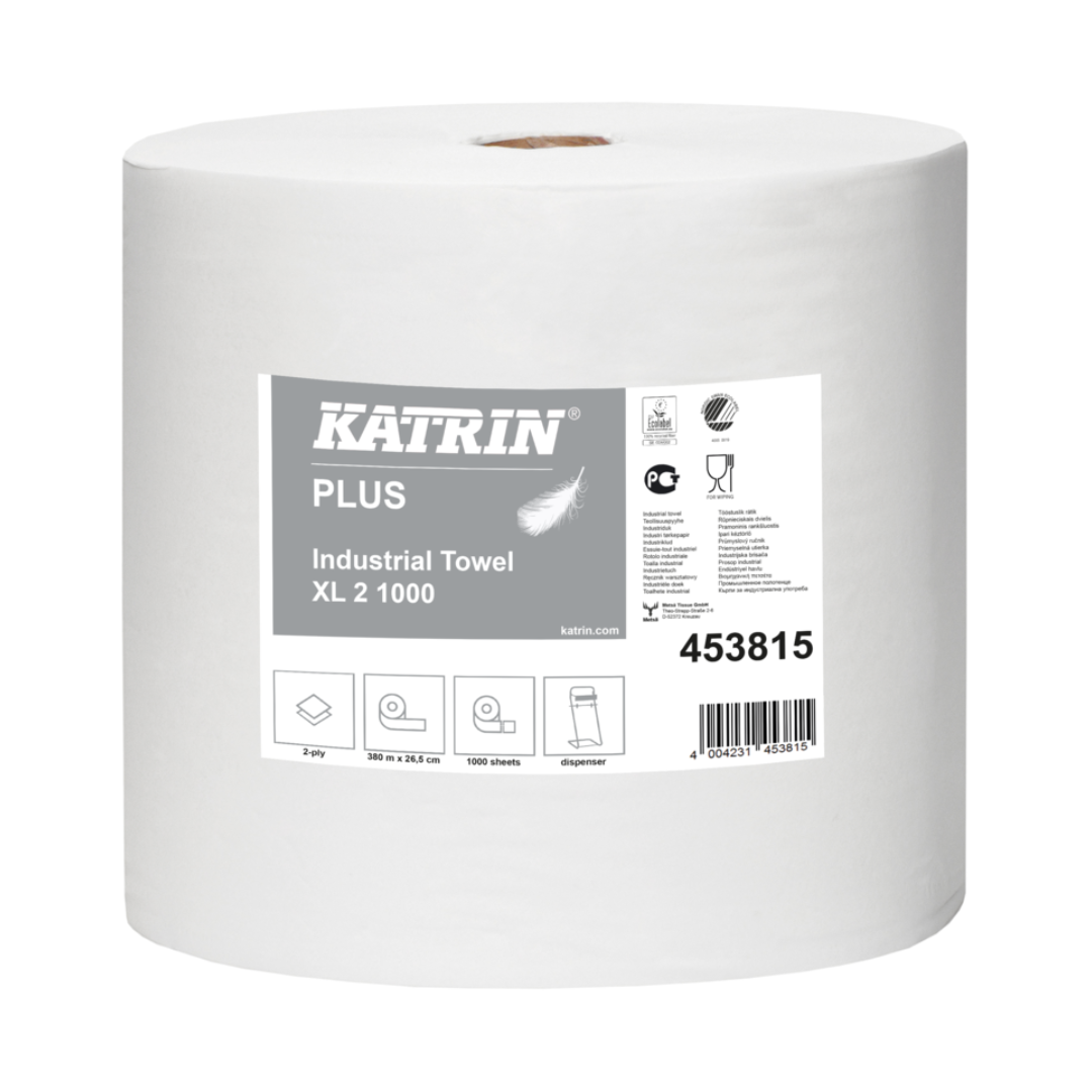 Katrin Plus Industrial Roll XL White 2Ply 1000 sheets x 360m