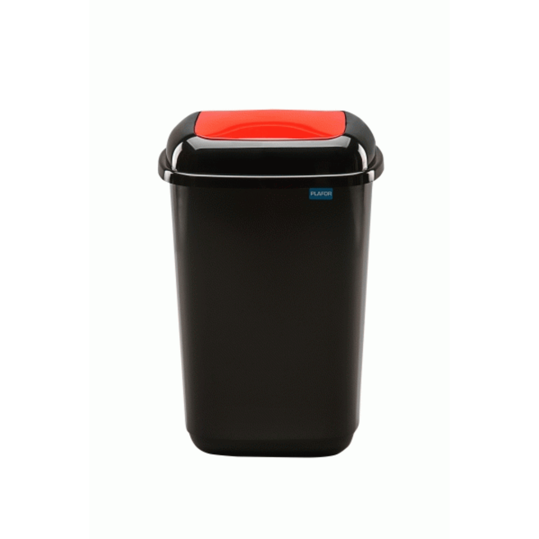 Black Bin with Red Flip Lid 50L