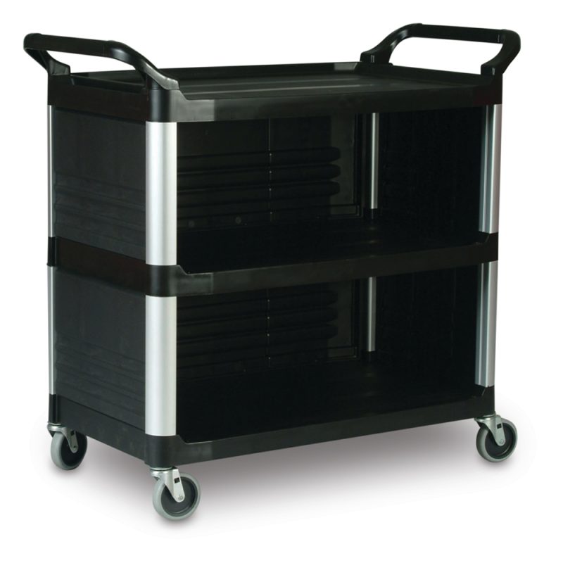 Utility Cart with Closed 3 Sides Black