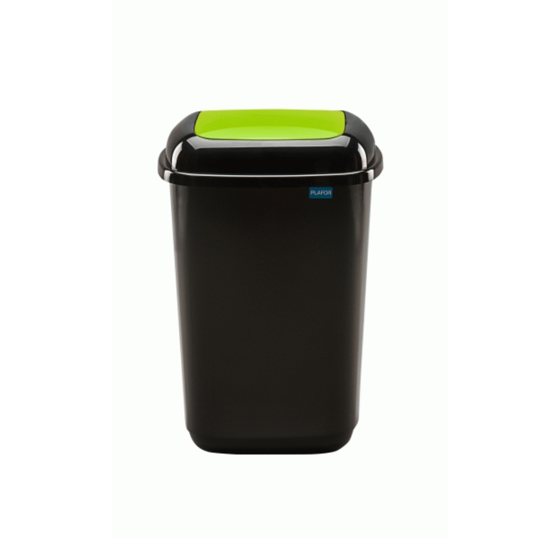 Black Bin with Green Flip Lid 50L