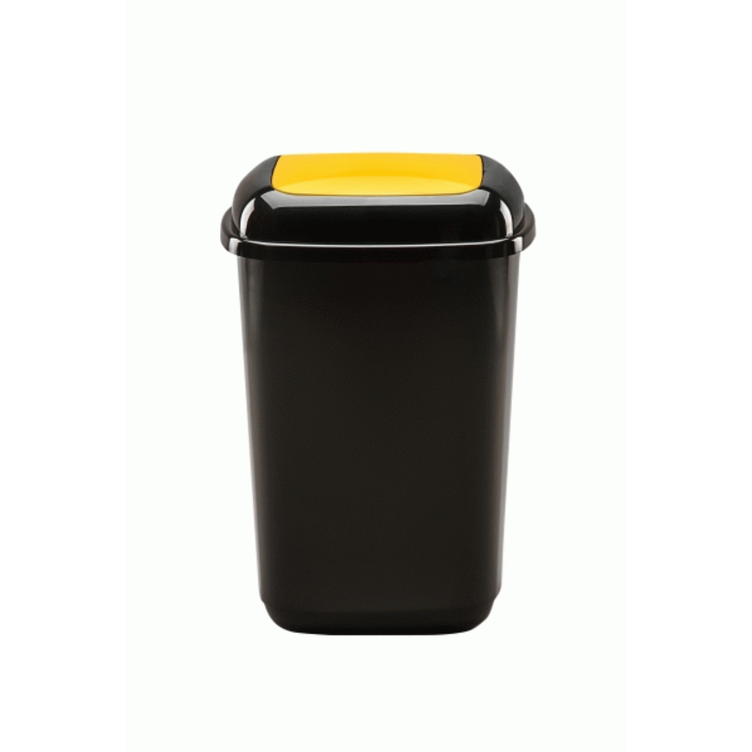 Black Bin with Yellow Flip Lid 50L