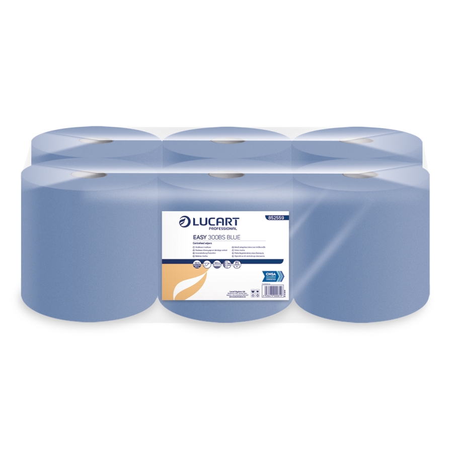 Lucart Easy Centrefeed Roll Blue 1Ply 300m x 6 rolls