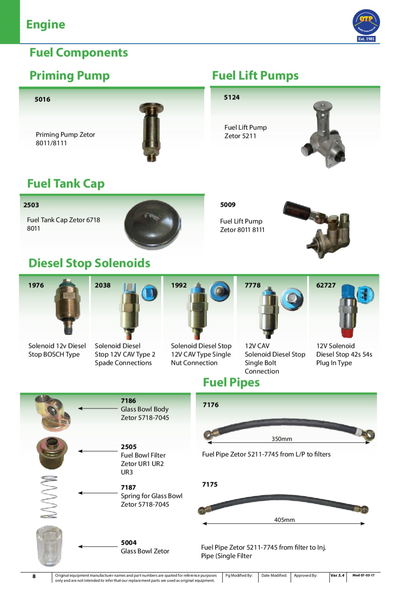 Fuel Lift Pump Zetor 5211 Quality Tractor Parts