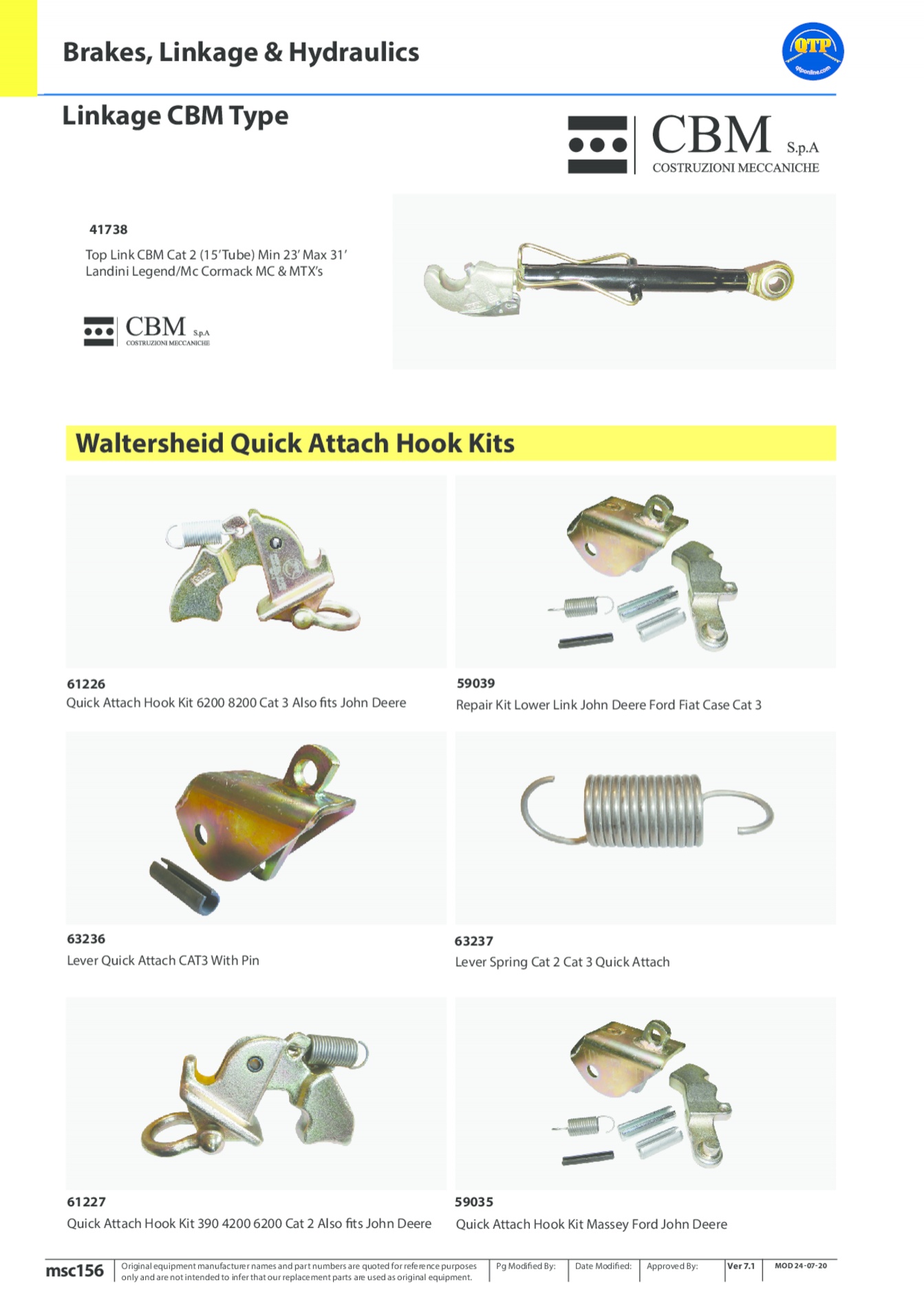 Quick Attach Hook Kit 60 00 Cat 3 Rdo